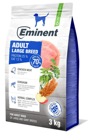 Eminent Dog Adult Large Breed 3kg – kompletní krmivo pro dospělé psy velkých plemen, podporuje vitalitu a zdraví kloubů.