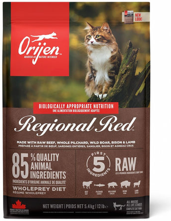 Orijen Cat Regional Red 5,4 kg – Krmivo pro kočky s červeným masem, balení 5,4 kg.