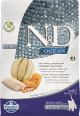 N&D OCEAN Kitten Cod & Shrimp & Pumpkin&Melon 300 g – Krmivo pro koťata s treskou, krevetami, dýní a melounem, balení 300g.