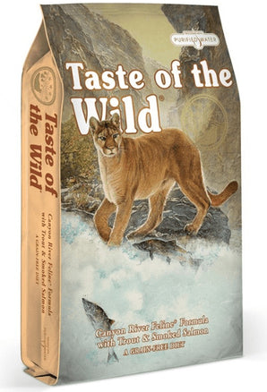 Taste of the Wild cat CANYON river 6,6 kg – Granule pro kočky s pstruhem a uzeným lososem, balení 6,6 kg.