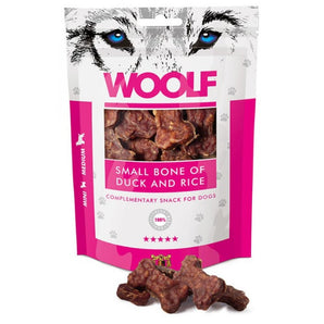 WOOLF pochoutka small bone of duck and rice 100g - Malé pamlsky z kachny a rýže, ideální pro podporu zdraví trávení.