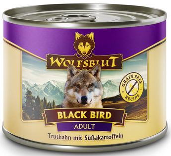 Konzerva Wolfsblut Dog Adult Black Bird s křepelkou a dýní pro dospělé psy, 200 g.