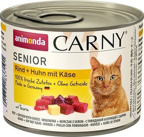 Carny Senior Kuře & Sýr 200 g - Konzerva pro starší kočky s kuřecím masem a sýrem. Balení 200 g.
