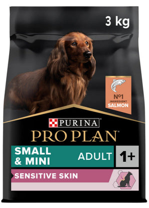 Krmivo pro dospělé psy malých a mini plemen s citlivou kůží, losos, 3 kg balení.