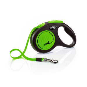 Vodítko FLEXI Neon M pásek 5m/25kg černá/zelená.