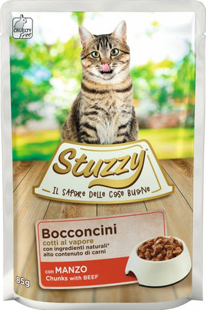 Stuzzy Cat kapsa Adult, hovězí, 85 g, kompletní krmivo pro dospělé kočky.