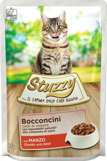 Stuzzy Cat kapsa Adult, hovězí, 85 g, kompletní krmivo pro dospělé kočky.