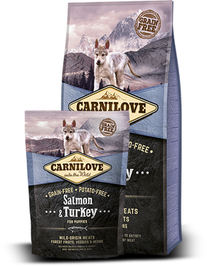 Carnilove Dog Salmon & Turkey for Puppies 12kg - krmivo s lososem a krůtou pro štěňata, podpora růstu a vývoje.