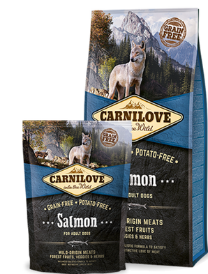Carnilove Dog Salmon for Adult 4kg - krmivo s lososem pro dospělé psy, podpora zdraví kůže a srsti.