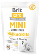 Brit Care Dog Mini Grain Free Hair & Skin 400g – Krmivo pro malé psy s podporou zdravé kůže a srsti, balení 400 g.