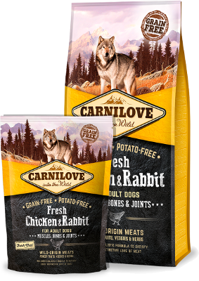 Carnilove Dog Fresh Chicken & Rabbit for Adult 1.5kg - kuřecí a králičí krmivo pro dospělé psy, podpora zdraví.