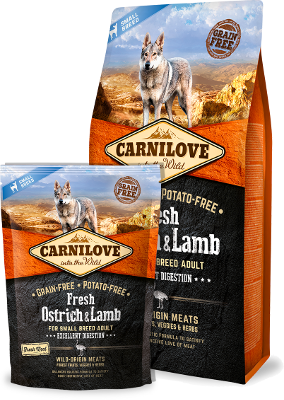 Carnilove Dog Fresh Ostrich&Lamb for Small Breed 1.5kg - krmivo s čerstvým pštrosem a jehněčím pro psy malých plemen.