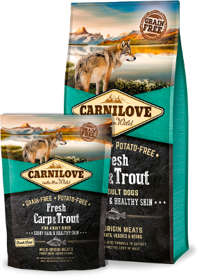 Carnilove Dog Fresh Carp & Trout for Adult 1.5kg - kaprové a pstruží krmivo pro dospělé psy, podpora zdraví a vitality.