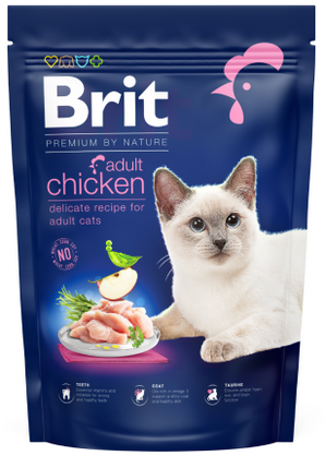 Brit Premium by Nature Cat Adult Chicken 800 g – Granule pro dospělé kočky s kuřecím masem, balení 800 g.