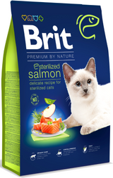 Brit Premium by Nature Cat Sterilized Salmon 8 kg – Krmivo pro sterilizované kočky s lososem, balení 8 kg.