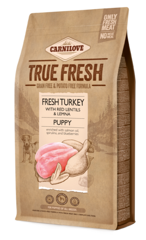 Carnilove Dog True Fresh Turkey Puppy 1,4kg - kvalitní krmivo s čerstvým krůtím masem pro štěňata malých plemen.