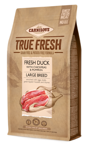 Carnilove Dog True Fresh Duck Large Breed 11,4kg - kachní krmivo pro velká plemena, podpora svalů a kloubů.