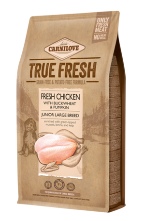 Carnilove Dog True Fresh Chicken Junior LB 11,4kg - kuřecí krmivo pro štěňata velkých plemen, podpora zdravého růstu.