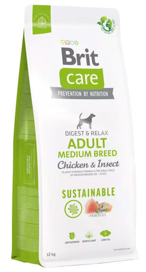 Brit Care Dog Sustainable Adult Medium Breed 12kg - Udržitelné krmivo pro psy středních plemen, podpora vitality.
