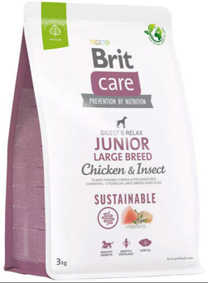 Brit Care Dog Sustainable Junior Large Breed 3kg - Krmivo pro mladé psy velkých plemen s hmyzem.