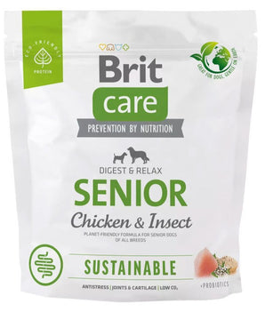 Brit Care Dog Sustainable Senior 1kg - Krmivo s hmyzem pro seniory, ekologicky udržitelné a zdravé.