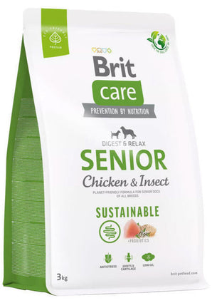 Brit Care Dog Sustainable Senior 3kg - Udržitelné krmivo pro starší psy, podporuje klouby a vitalitu.