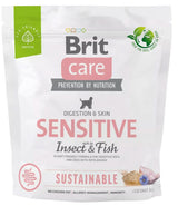 Brit Care Dog Sustainable Sensitive 1kg - Hypoalergenní krmivo s hmyzem pro citlivé psy, ekologicky udržitelné.