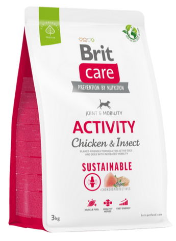 Brit Care Dog Sustainable Activity 3kg - Krmivo pro aktivní psy, ekologicky šetrné a bohaté na energii.