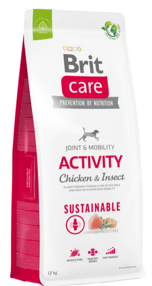 Brit Care Dog Sustainable Activity 12kg - Kompletní krmivo pro aktivní psy, podpora energie a vytrvalosti.
