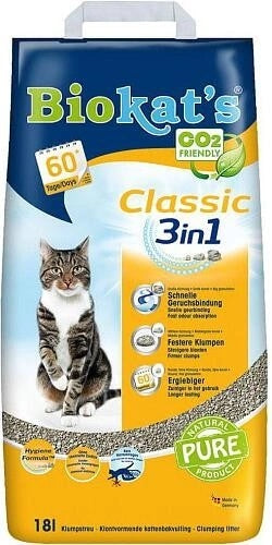 Podestýlka Biokat's Classic 18L – Klasické stelivo pro kočky, balení 18 l.