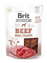 Brit Jerky Beef Fillets 80g - hovězí filé pro psy, přírodní pamlsek bohatý na bílkoviny.