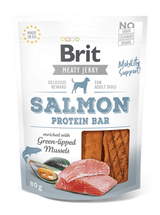 Brit Jerky Salmon Protein Bar 80g - proteinová tyčinka s lososem pro psy, podpora zdravé kůže a srsti.