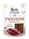 Brit Jerky Venison Protein Bar 80g - proteinová tyčinka se zvěřinou pro psy, podpora svalové hmoty a energie.