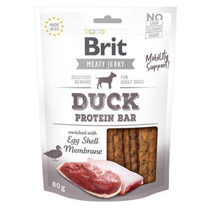 Brit Jerky Duck Protein Bar 80g - proteinová tyčinka s kachnou pro psy, podpora zdraví a vitality.