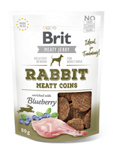 Brit Jerky Rabbit Meaty Coins 80g - plátky z králičího masa pro psy, bohaté na bílkoviny a minerály.
