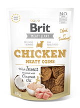 Brit Jerky Chicken with Insect Meaty Coins 200g - kuřecí a hmyzí plátky pro psy, podpora vitality.