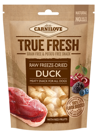 Carnilove Raw Freeze-Dried Snacks Duck&Chicken 60g – Mrazem sušené pamlsky pro psy s kachním a kuřecím masem, balení 60g