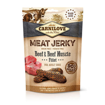 Carnilove Dog Jerky Beef with Beef Muscle Fillet 100g - jerky s hovězím masem, podpora zdraví a vitality psů.