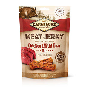Carnilove Dog Jerky Boar&Chicken Bar 100g - jerky pamlsky s divočákem a kuřetem, podpora svalů a kloubů.
