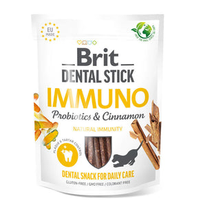 Brit Dog Dental Stick Immuno Probiotics&Cinnamon 7ks - dentální tyčinky s probiotiky a skořicí pro imunitu psů.