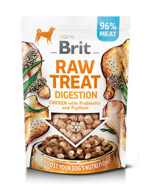Brit Raw Treat Dog Digestion, Chicken 40g - pamlsky s kuřecím masem pro podporu trávení psů.