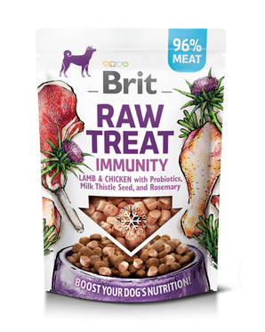 Brit Raw Treat Dog Immunity, Lamb&Chicken 40g - pamlsky s jehněčím a kuřecím masem pro podporu imunity.