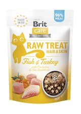 Brit Raw Treat Cat Hair&Skin, Fish&Turkey 40g - pamlsky s rybou a krůtím masem pro zdravou srst a kůži.