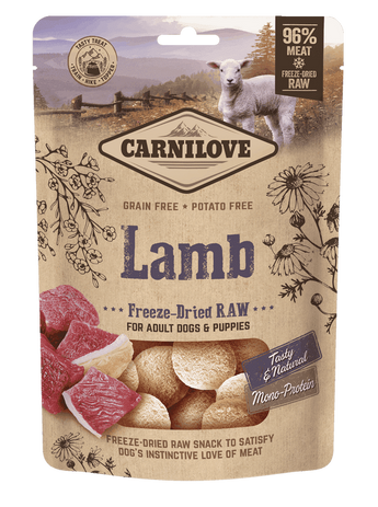 Carnilove Raw Freeze-Dried Snacks Lamb 60g – Mrazem sušené pamlsky pro psy s jehněčím masem, balení 60g