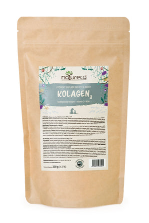 Kolagenový prášek NATURECA 3, sušený hydrolizovaný, balení 250g.