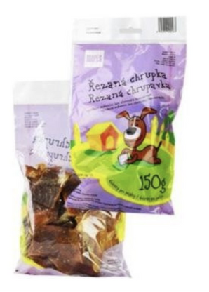 Pochoutka sušená MAPES chrupka sekaná 150g - sušená sekaná chrupka pro psy, ideální pro zdraví zubů a zábavu.