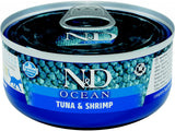 N&D CAT OCEAN Adult Tuna & Shrimp, 70 g, krmivo s tuňákem a krevetami pro kočky.