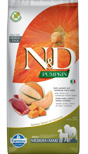 N&D Pumpkin DOG Adult M/L Duck & Cantaloupe melon, 12 kg, krmivo pro psy s kachnou a melounem.