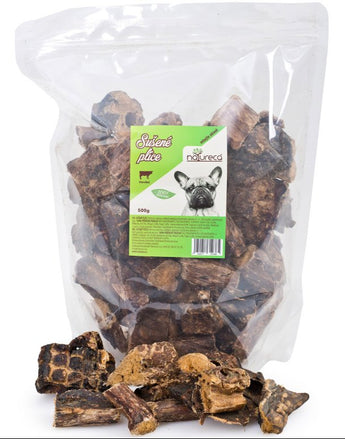 NATURECA pochoutka Hovězí plíce sušené 500g, balení sušených hovězích plic pro psy, 500 gramů