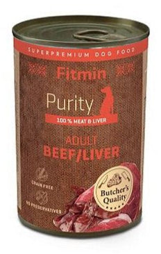 Konzerva Fitmin dog Purity pro dospělé psy s hovězím masem a játry, 400 g.